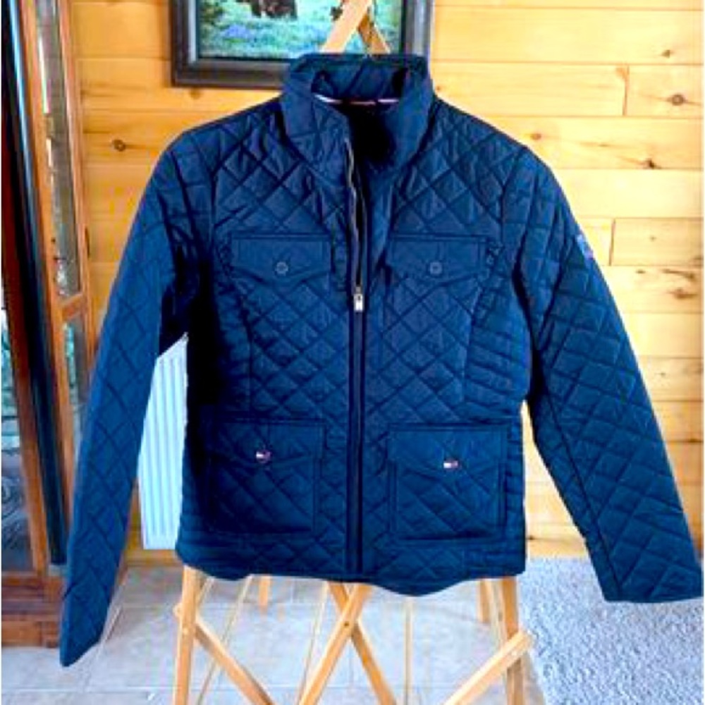Tommy Hilfiger quilted jacket, navy. New with tags.